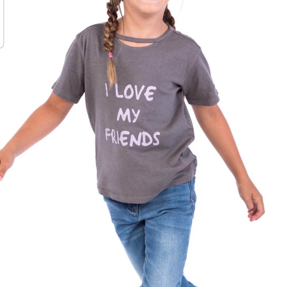 - PLW Grey Short Sleeve Tee w/White Writing  size 6